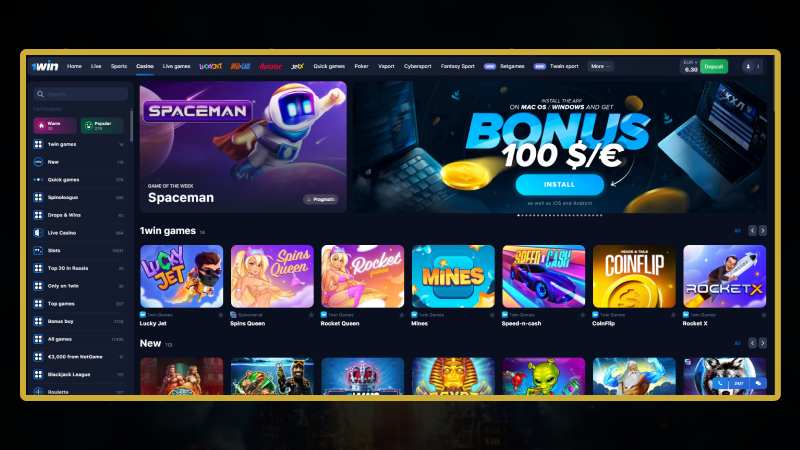 Get 500% when you register at 1win casino to play at JetX