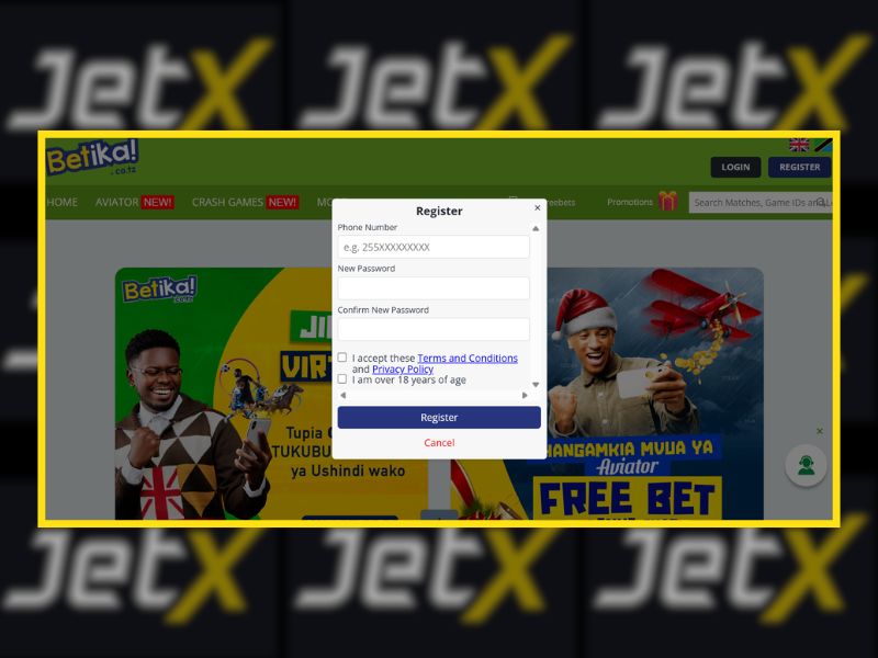 Création d'un compte sur Betika