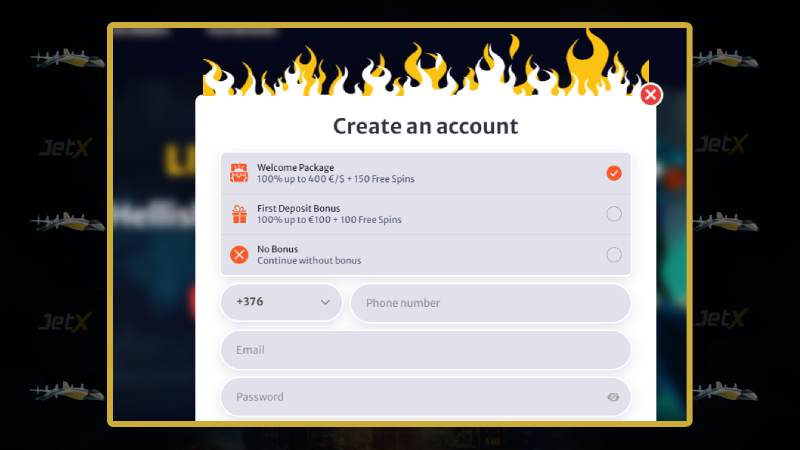 Como se registrar no Hell Spin Casino para jogar Jetx